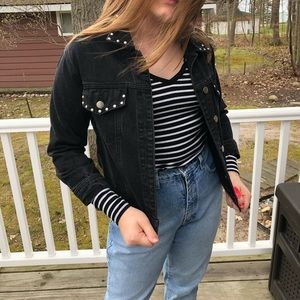 Forever21 studded black jean jacket